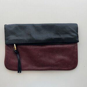 Two-tone leather foldover cluch